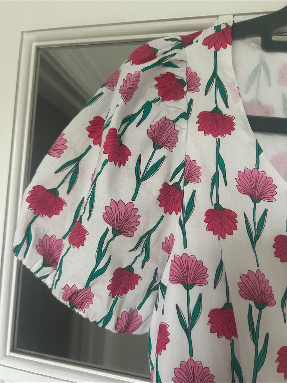J. Crew White Maxi Dress with Pink Floral Pattern - Picture 3 of 6